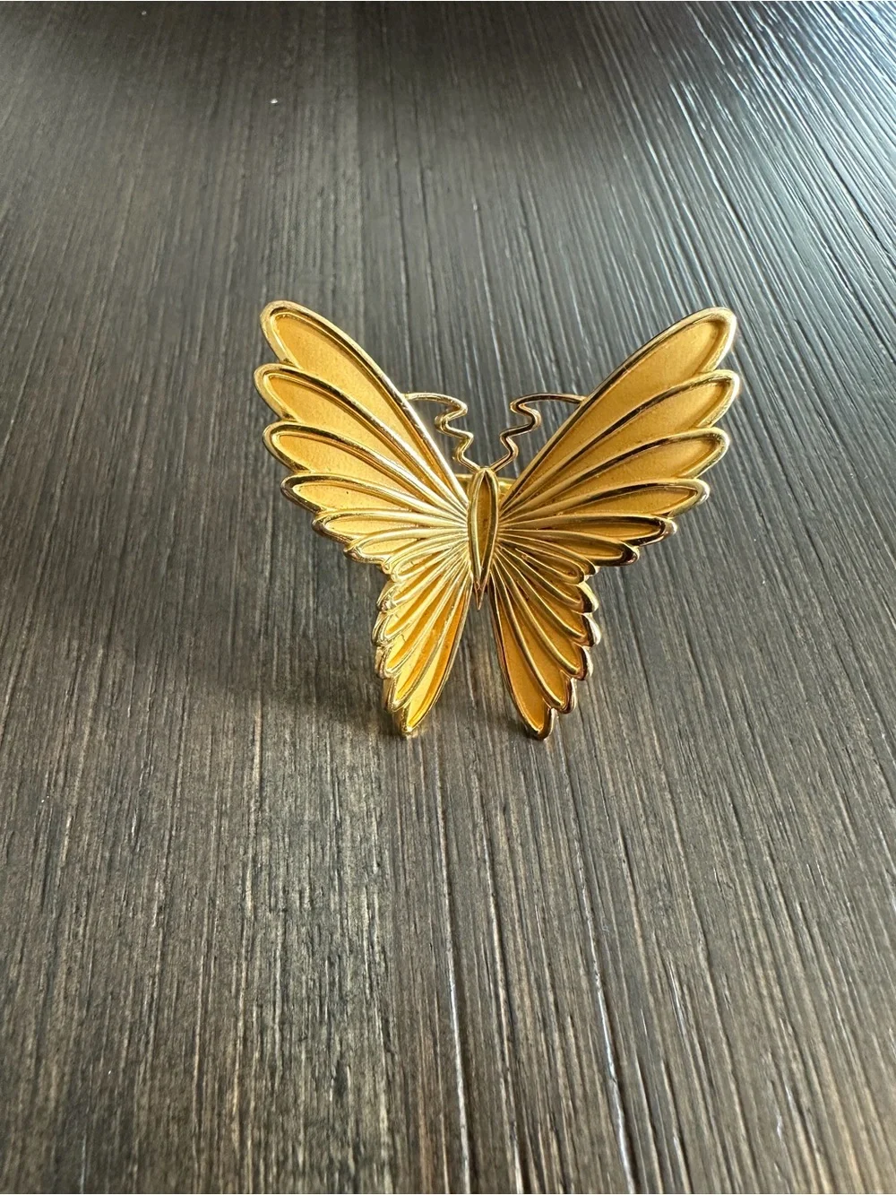Vintage Style Butterfly Cocktail Ring – Genuine 925 Sterling Silver Gold Vermeil